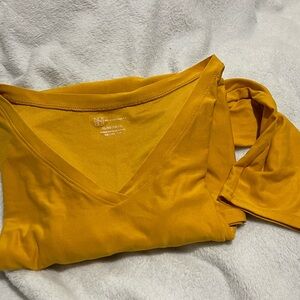 No Boundaries Golden Mustard V-Neck Long Sleeve Tee
